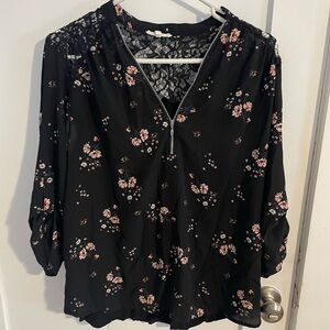Floral Black Women's Top